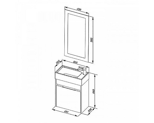 Тумба под раковину Aquanet Лидс 50 239741 подвесная Белая