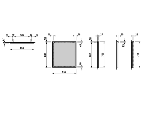 Зеркало Laufen Frame 25 65 4.4740.3.900.144.1 с алюминиевой рамкой