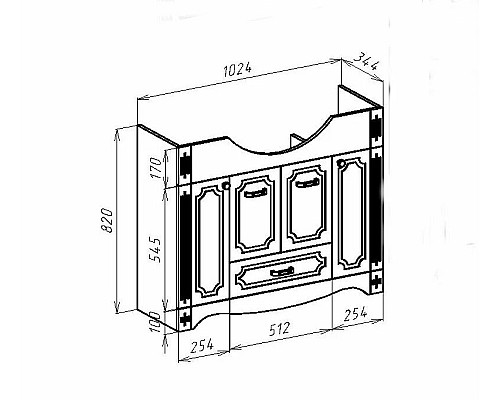 Тумба под раковину Bellezza Кантри 105 4639918000015 Белая