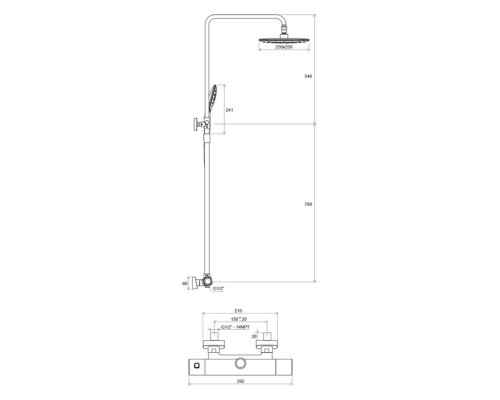 Душевая стойка с термостатическим смесителем и ручным душем Ravak X070103