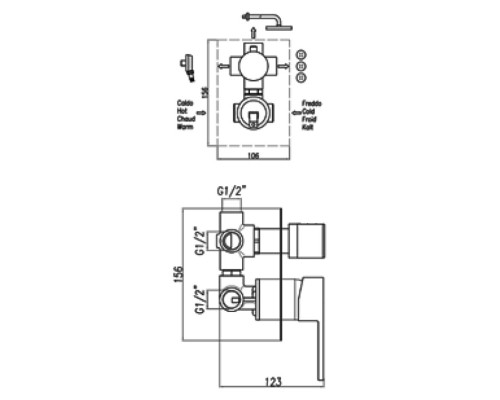 Смеситель для ванны Webert Pegaso PE880601010, золото