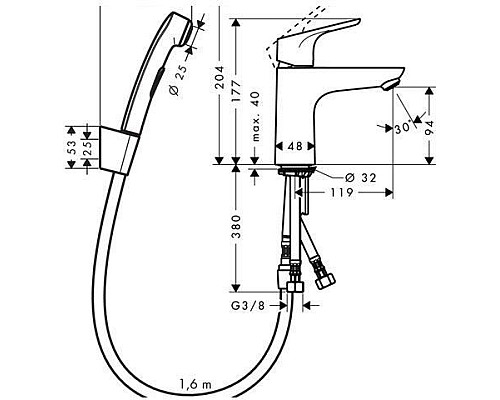 Смеситель с гигиеническим душем Hansgrohe Focus 31927000