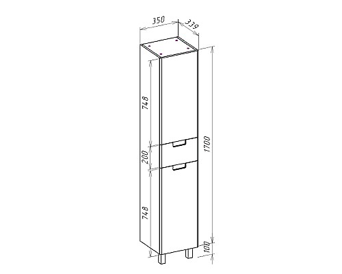 Шкаф пенал Bellezza Пегас 35 L 4620404712048 Черный Белый