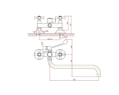 Смеситель для ванны Cron CN2642-2 Хром