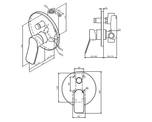 Встраиваемый смеситель AM.PM X-Joy F85A45000