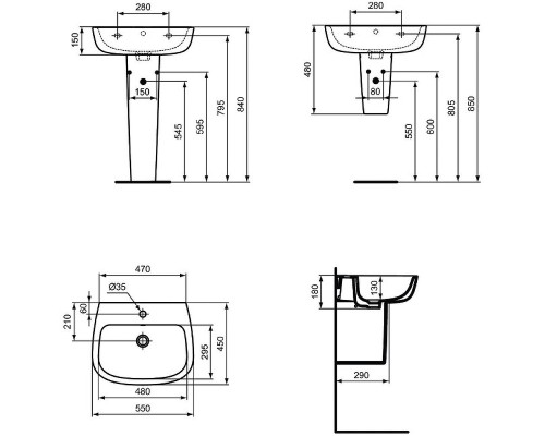 Раковина Ideal Standard Esedra 55 T279901 Euro White