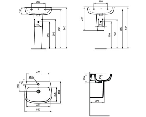Раковина Ideal Standard Esedra 55 T279901 Euro White