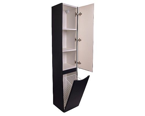 Шкаф пенал Style Line Бергамо 30 R СС-00002331 с бельевой корзиной Черный антискрейтч