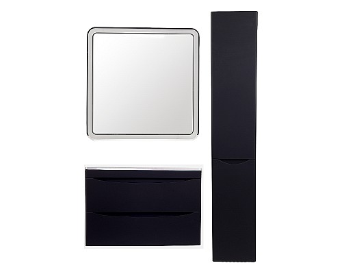 Шкаф пенал Style Line Бергамо 30 R СС-00002331 с бельевой корзиной Черный антискрейтч