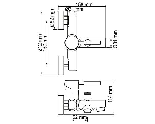 Смеситель для ванны WasserKRAFT 4101 с коротким изливом