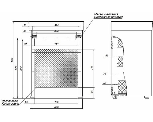 Тумба под раковину Aquanet Nova Lite 60 302469 Белый глянец