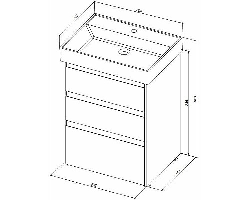 Тумба под раковину Aquanet Nova Lite 60 302469 Белый глянец