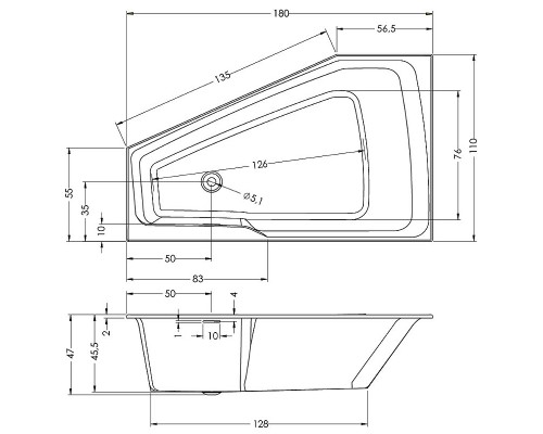 Акриловая ванна Riho Rething Space 180х110 R B115001005