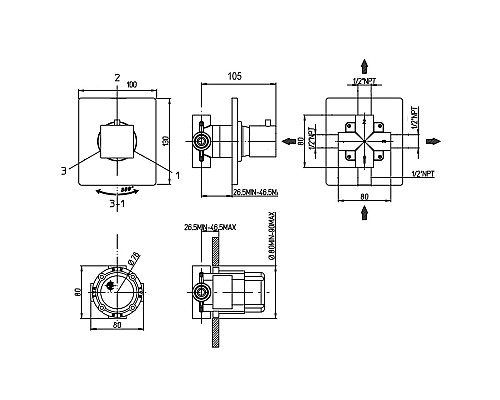 Переключатель потоков Paini Dax-R 84PZ471 Черный матовый