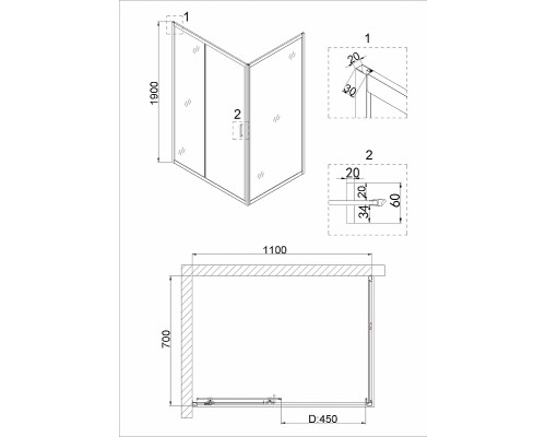 Душевая дверь Niagara Nova 110 NG-62-11A профиль Хром стекло прозрачное