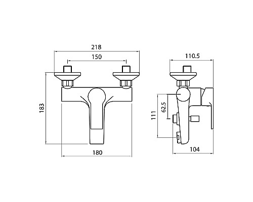 Смеситель для ванны и душа Koller Pool Kvadro Arc