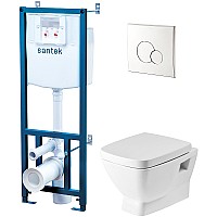 Комплект унитаза с инсталляцией Santek Нео Пэк 1WH501543 с сиденьем Микролифт и клавишей смыва