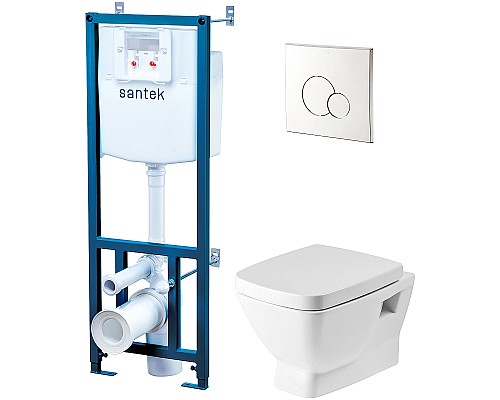 Комплект унитаза с инсталляцией Santek Нео Пэк 1WH501543 с сиденьем Микролифт и клавишей смыва