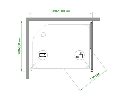 Душевой уголок Royal Bath HPD 100х80 RB8100HPD-T-BL профиль Черный стекло прозрачное