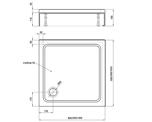 Акриловый поддон для душа Aquatek 90x90 DPA-0000005 Белый