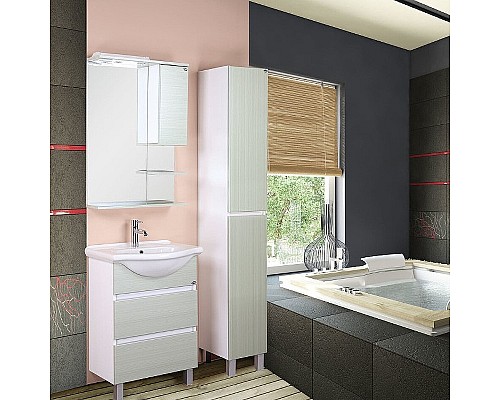 Зеркало со шкафом Onika Элита 60.01 R 206022 с подсветкой Олива Белая