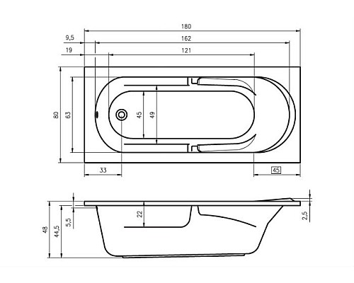 Прямоугольная ванна Riho Future 180x80 BC3100500000000