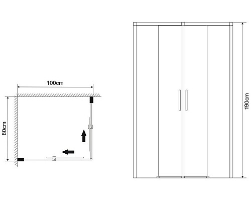 Душевой уголок Grossman Fly 80х100 GR-8010Fl профиль Хром стекло прозрачное