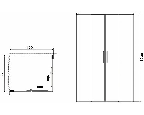 Душевой уголок Grossman Fly 80х100 GR-8010Fl профиль Хром стекло прозрачное