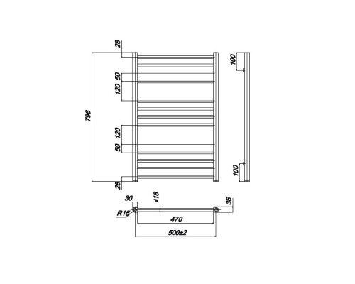 Полотенцесушитель Водяной Ravak Norma 50x80 X04000083678