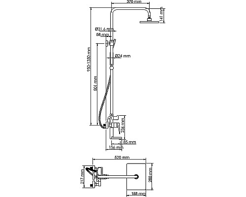 Душевая система WasserKRAFT Aisch A15501 Золото матовое