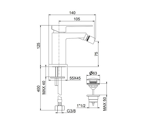 Смеситель для биде Fiore Kube 100BB8535 Белый