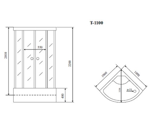 Душевая кабина Timo Comfort 100x100 с гидромассажем