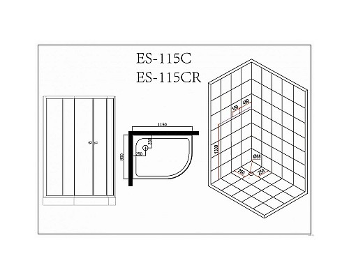 Душевая кабина Esbano с крышей ESG-90CRB Душевая кабина Esbano с крышей ESG-90CRB