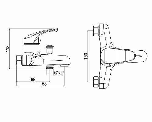 Смеситель для ванны Orange OneLife P01-100cr Хром
