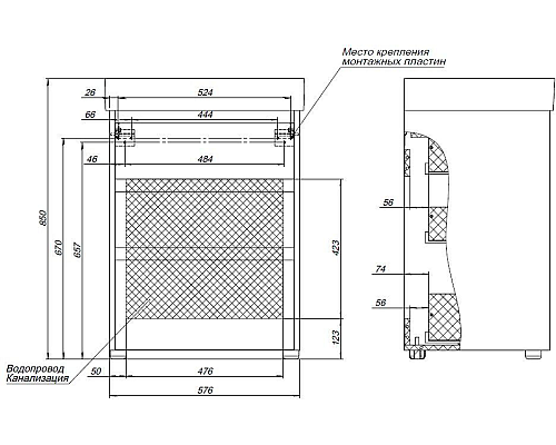 Тумба под раковину Aquanet Nova Lite 60 302471 Дуб рустикальный