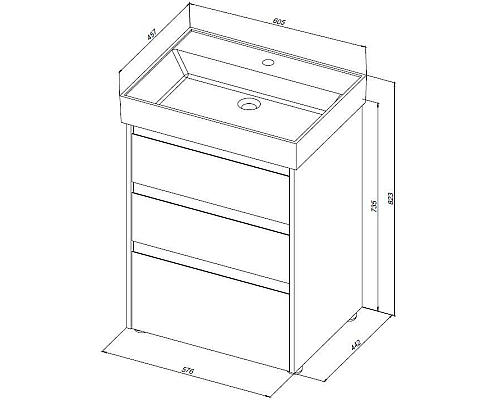 Тумба под раковину Aquanet Nova Lite 60 302471 Дуб рустикальный