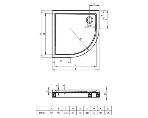 Акриловый душевой поддон Riho Davos 281 90x90 белый R55 + панель DA8900500000000