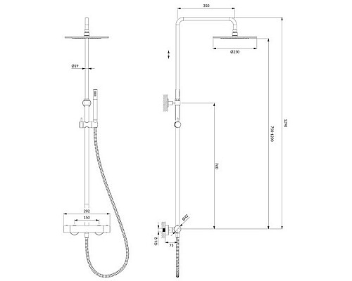 Душевая система Omnires Y1244SUGL с термостатом Золото