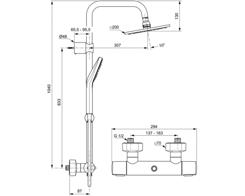 Душевая система Ideal Standard Ideal Rain Cube Evo A6985AA Хром