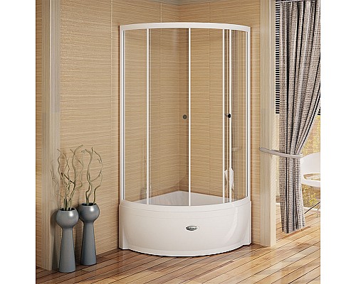 Душевой уголок Radomir 90x90 1-03-1-0-0-0020 с поддоном профиль Белый стекло прозрачное