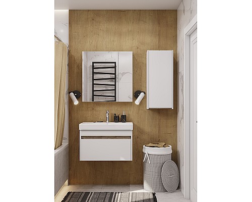 Подвесной шкаф Aquaton Марти 35 1A270203MY010 Белый глянцевый Дуб эндгрейн Подвесной шкаф Aquaton Марти 35 1A270203MY010 Белый глянцевый Дуб эндгрейн