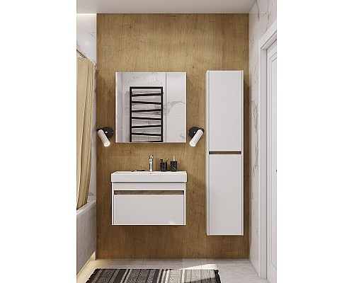 Подвесной шкаф Aquaton Марти 35 1A270203MY010 Белый глянцевый Дуб эндгрейн Подвесной шкаф Aquaton Марти 35 1A270203MY010 Белый глянцевый Дуб эндгрейн