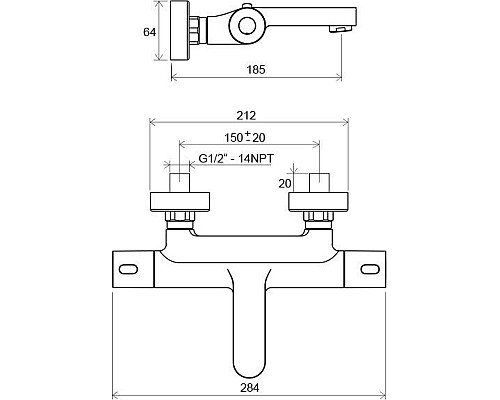 Смеситель настенный термостатический для ванны без гарнитуры Ravak X070097