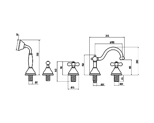 Смеситель на борт ванны Migliore Provance 19472 Хром