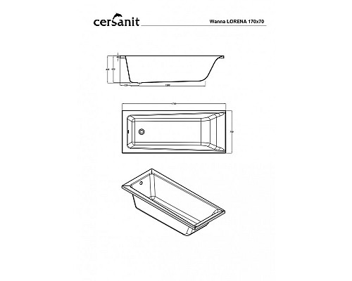 Ванна прямоугольная Cersanit LORENA 170
