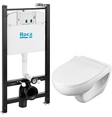 Комплект унитаза с инсталляцией Roca Victoria Pack Rimless 893105010 с сиденьем Микролифт без клавиши смыва
