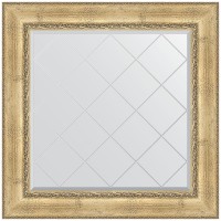 Зеркало Evoform Exclusive-G 92х92 BY 4342 с гравировкой в багетной раме - Состаренное серебро с орнаментом 120 мм