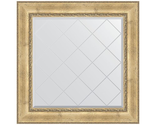 Зеркало Evoform Exclusive-G 92х92 BY 4342 с гравировкой в багетной раме - Состаренное серебро с орнаментом 120 мм