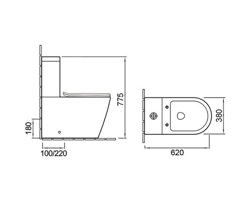 Унитаз компакт Vincea Piatti VT2B-11 без бачка с сиденьем Микролифт