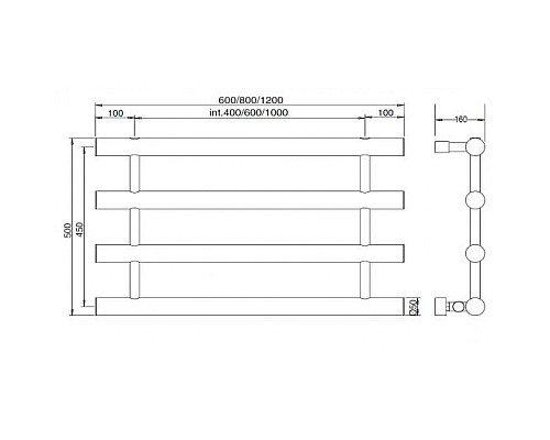 Полотенцесушитель водяной, хром, Margaroli Sole 14426004CR